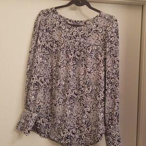 Loft Navy & White Floral Top - Size S